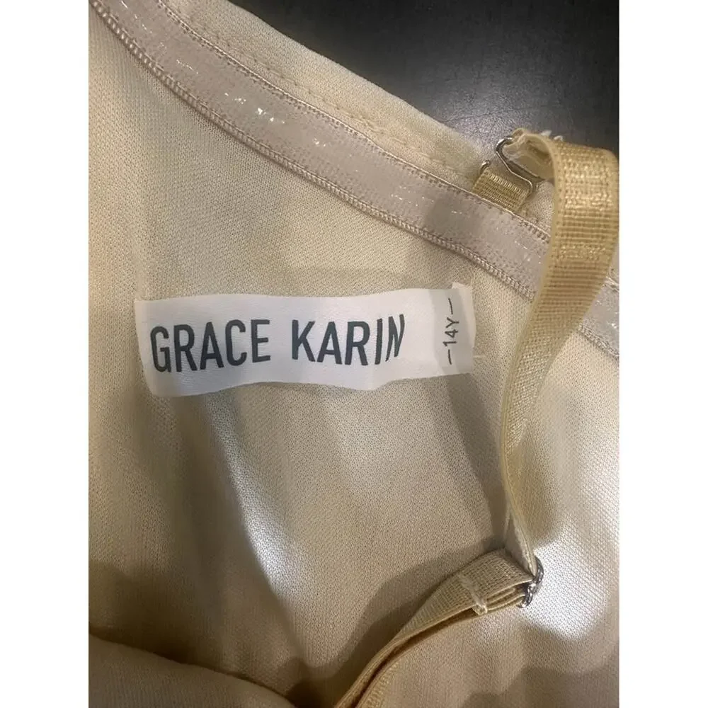 NWOT: Grace Karin Girls Gold Sequin Party Dress; holiday; wedding;‎ special day